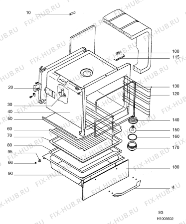 Взрыв-схема плиты (духовки) Aeg C50370V-EW - Схема узла H10 Main Oven Cavity (large)